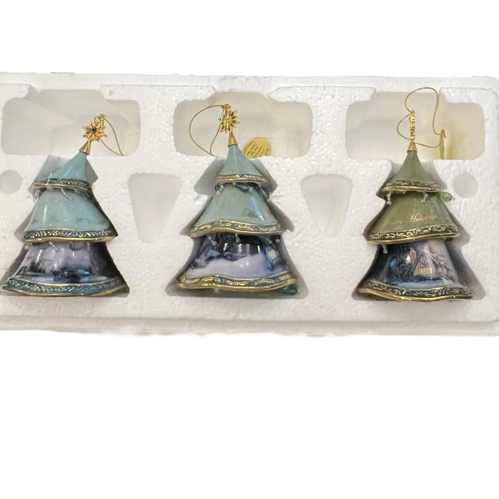 Thomas‎ Kinkade Christmas Ornament 3 Trees Collection Heirloom Classics Bradford